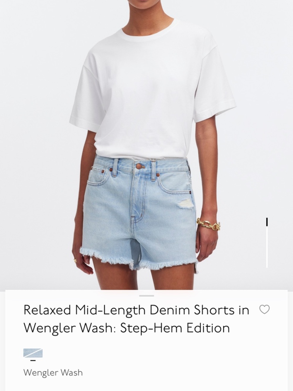 Madewell Light Blue High-Rise Frayed Hem Denim Shorts